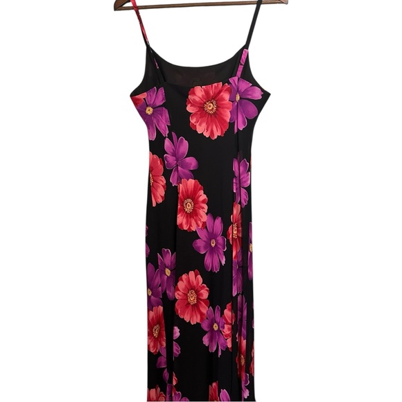 Vtg 90s Y2K Dark Floral Midi Slip Dress Sz 10 Fairy Coquette Grunge Phoebe Bloom - Picture 2 of 12